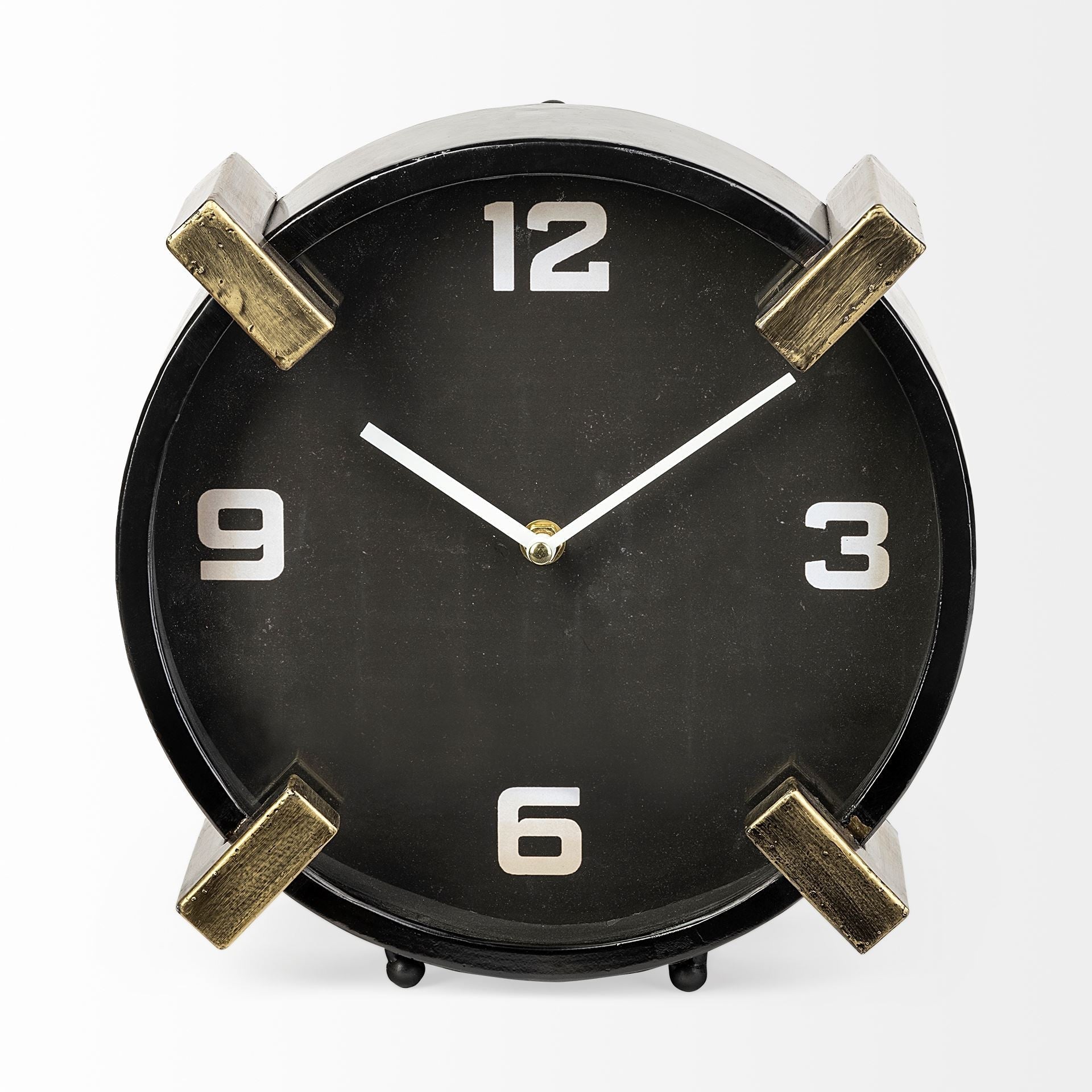 10" Black Stainless Steel Table Clock HomeRoots
