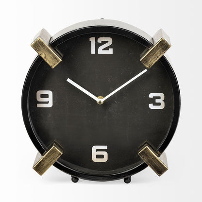 10" Black Stainless Steel Table Clock HomeRoots