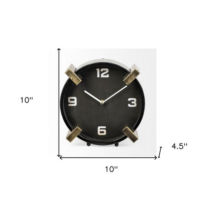 10" Black Stainless Steel Table Clock HomeRoots