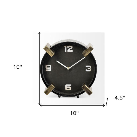 10" Black Stainless Steel Table Clock HomeRoots