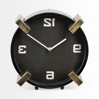 10" Black Stainless Steel Table Clock HomeRoots