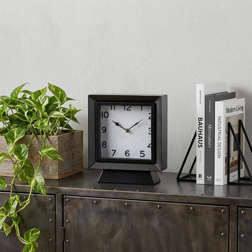 11" Black Fabric Table Clock HomeRoots