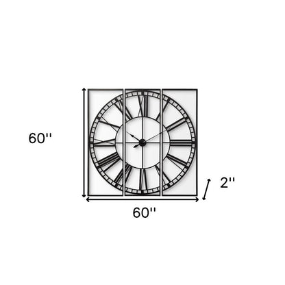 60" Round and Square Industrial Style Wall Clock HomeRoots
