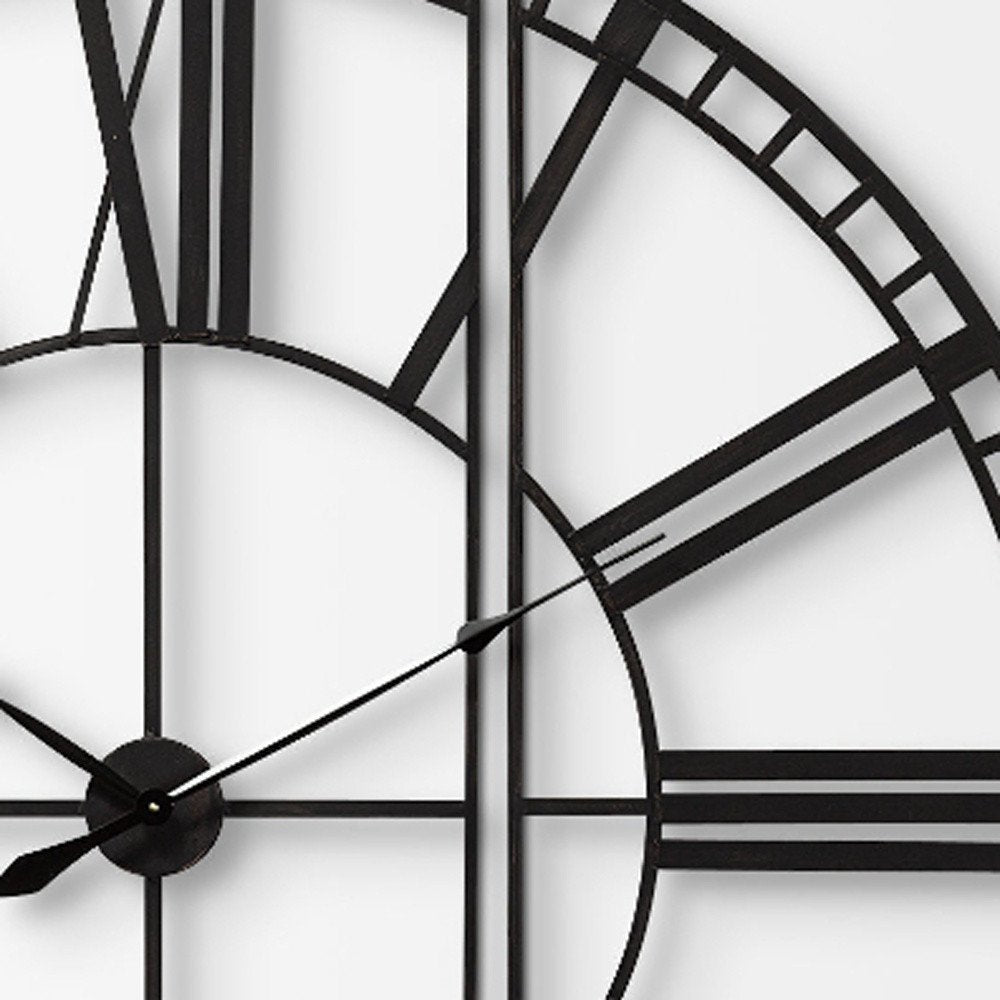 60" Round and Square Industrial Style Wall Clock HomeRoots