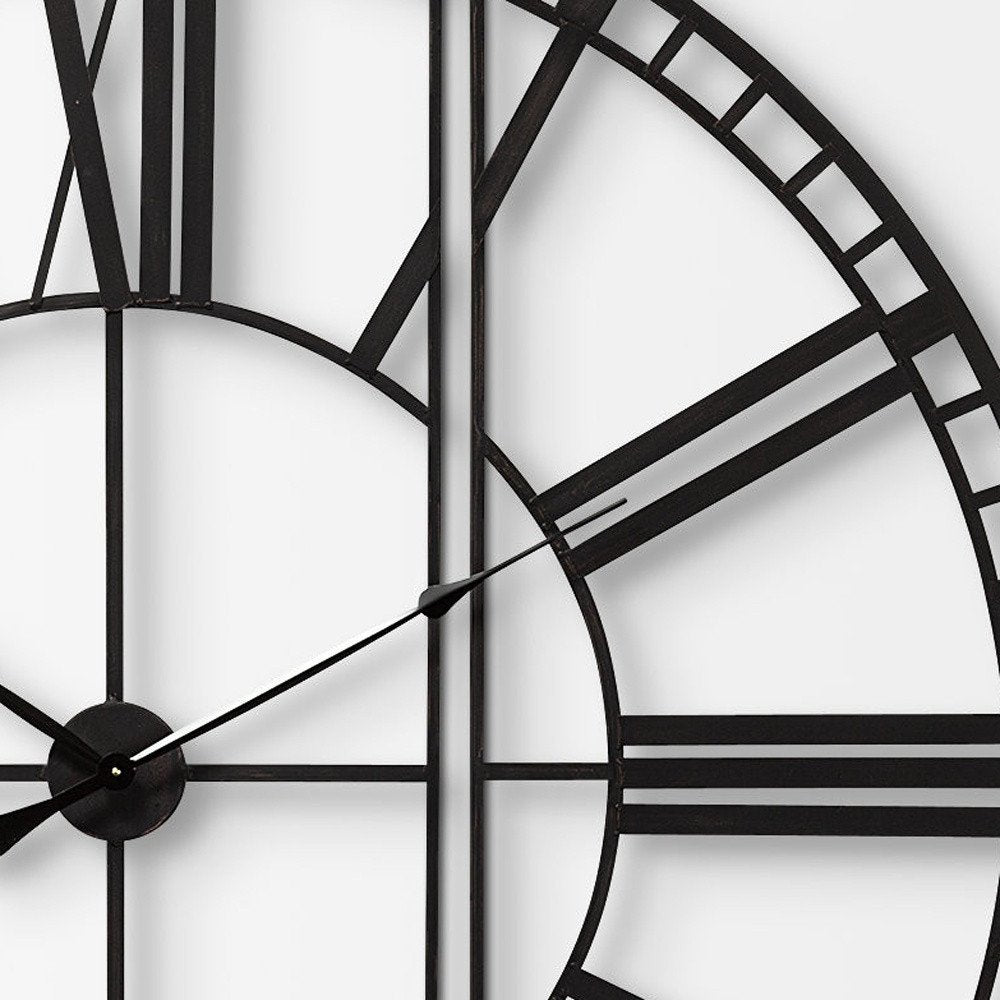 60" Round and Square Industrial Style Wall Clock HomeRoots
