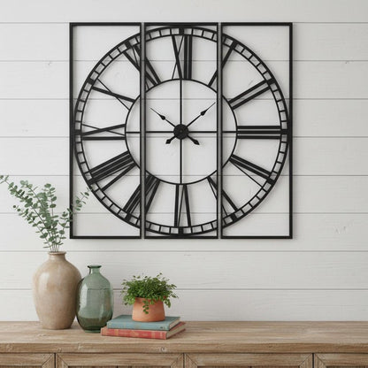 60" Round and Square Industrial Style Wall Clock HomeRoots