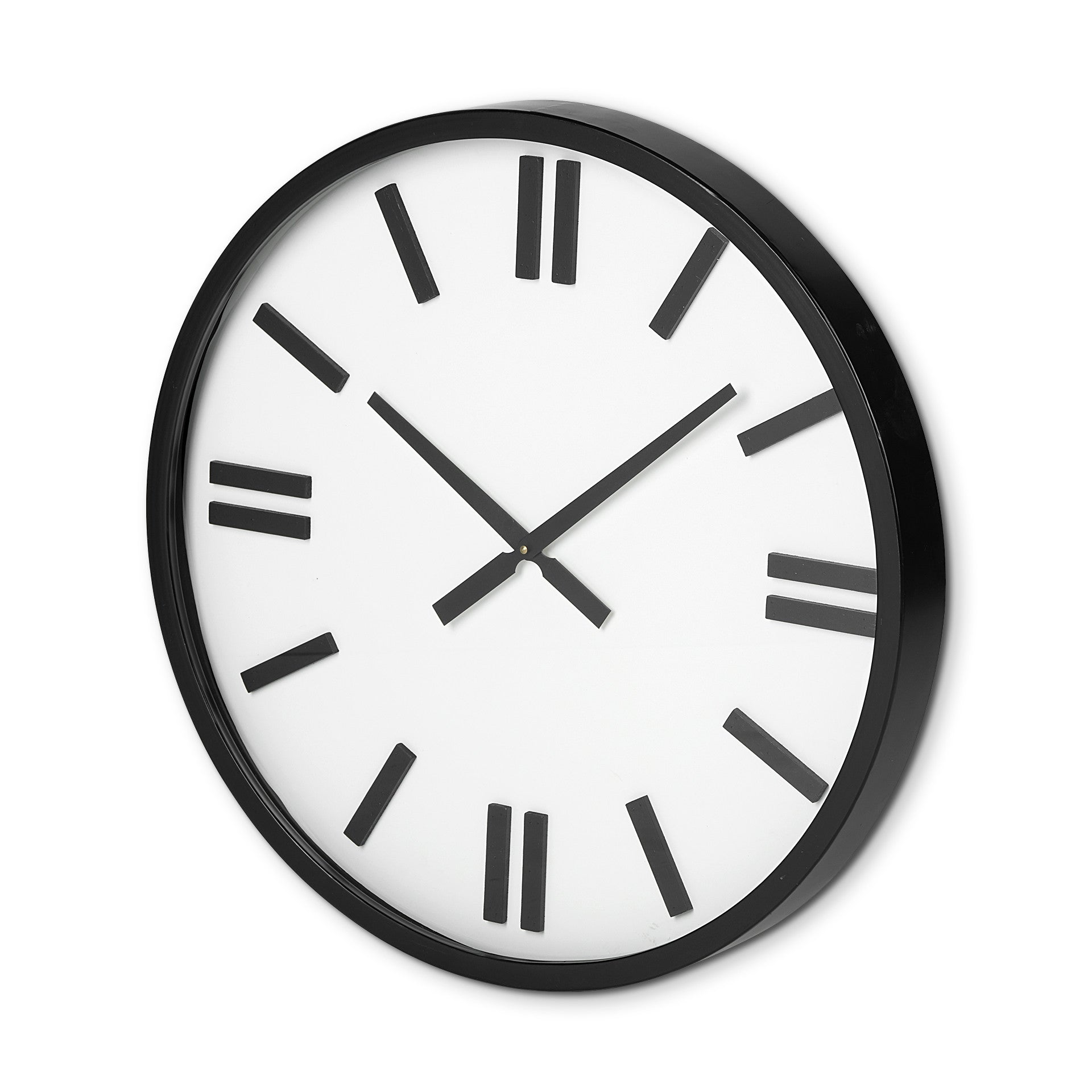 24" Round Large Modern Wall Clock With White Face And Non-Numarical Number HomeRoots