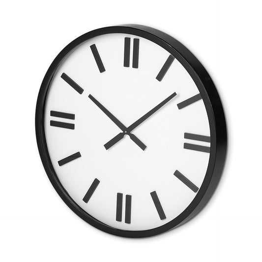 24" Round Large Modern Wall Clock With White Face And Non-Numarical Number HomeRoots