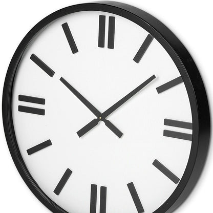 24" Round Large Modern Wall Clock With White Face And Non-Numarical Number HomeRoots