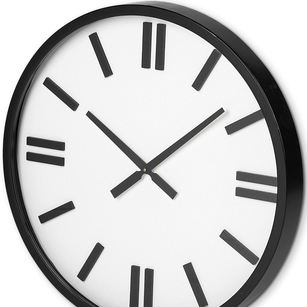 24" Round Large Modern Wall Clock With White Face And Non-Numarical Number HomeRoots