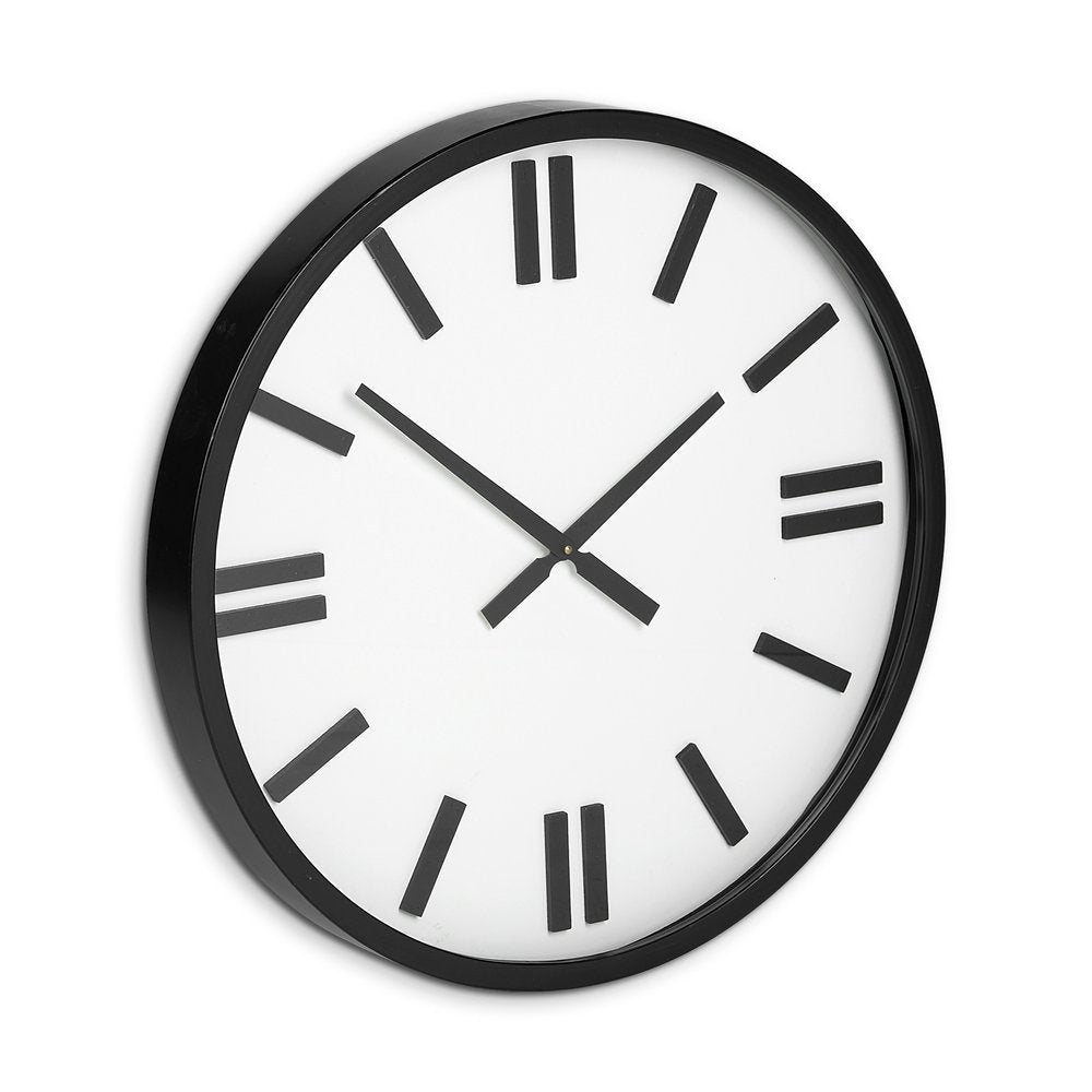 24" Round Large Modern Wall Clock With White Face And Non-Numarical Number HomeRoots