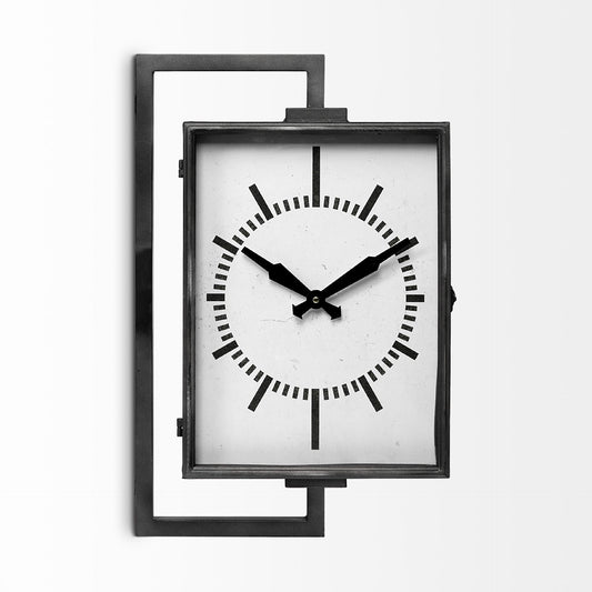 Rectangular Large Black Industrial Style Wall Clock HomeRoots