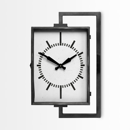 Rectangular Large Black Industrial Style Wall Clock