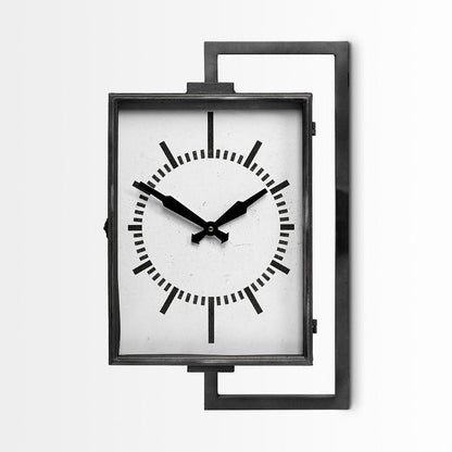 Rectangular Large Black Industrial Style Wall Clock HomeRoots