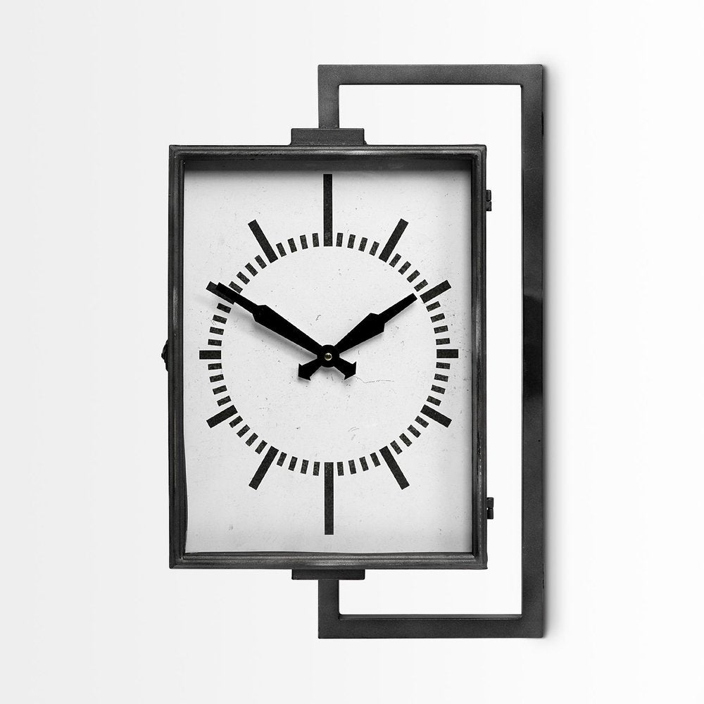 Rectangular Large Black Industrial Style Wall Clock — view 6