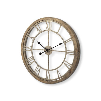 25" Circle Brown Metal Skeleton Wall Clock HomeRoots