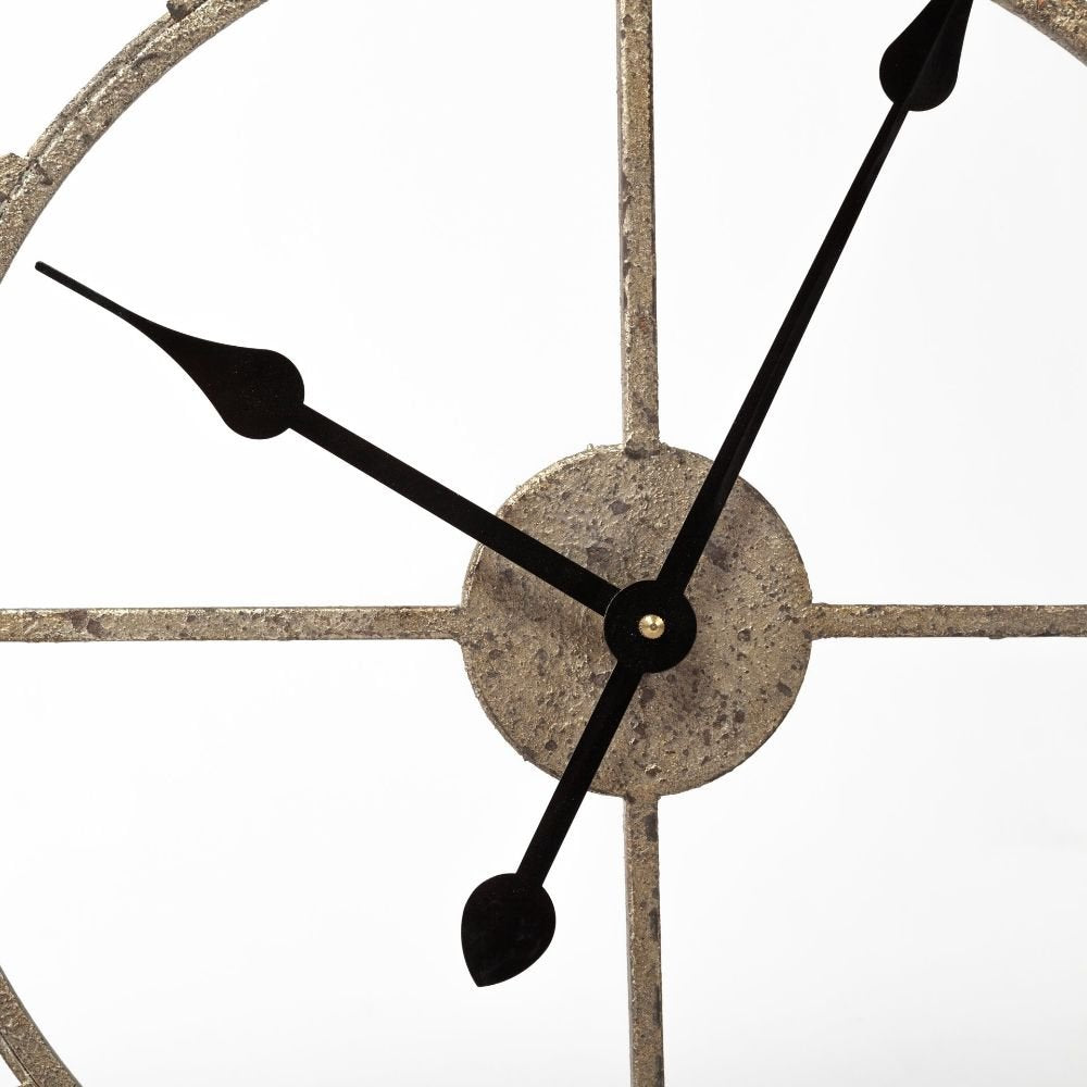 25" Circle Brown Metal Skeleton Wall Clock HomeRoots