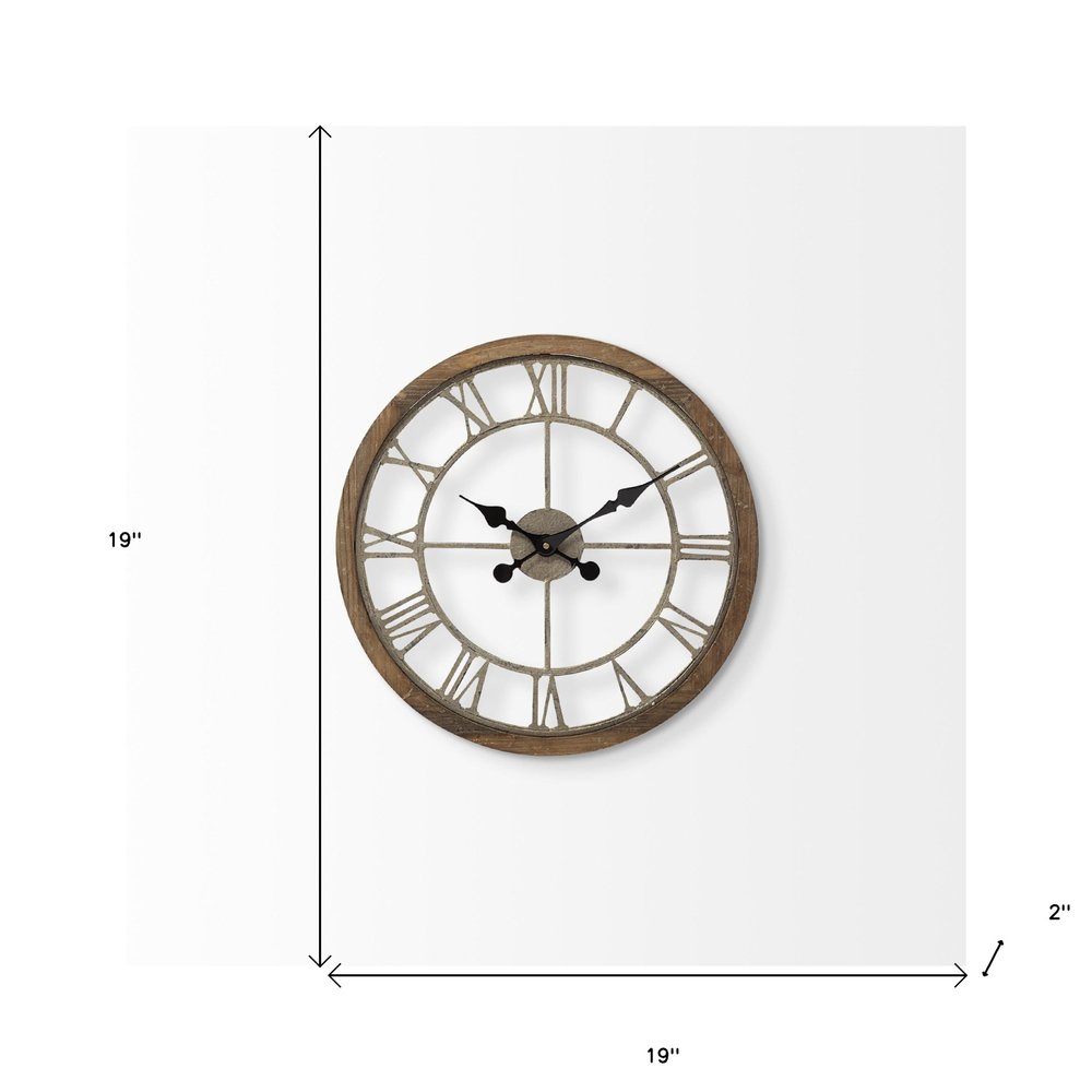 19" Brown Round Modern Farm Wall Clock HomeRoots