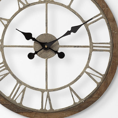 19" Brown Round Modern Farm Wall Clock HomeRoots