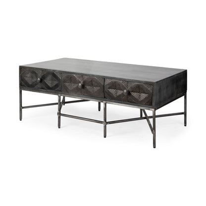 24" Brown Wood Coffee Table With Three Drawers HomeRoots