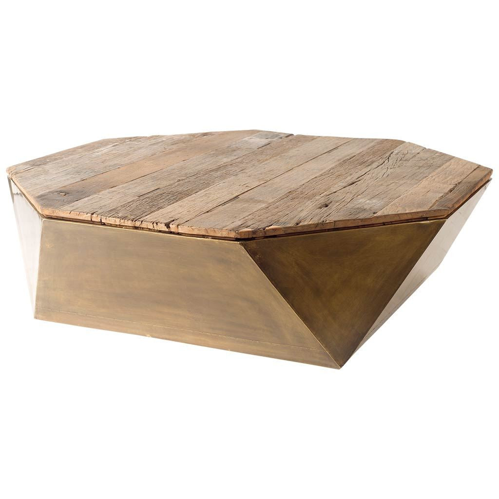 48" Natural Solid Wood Octagon Distressed Lift Top Abstract Coffee Table HomeRoots