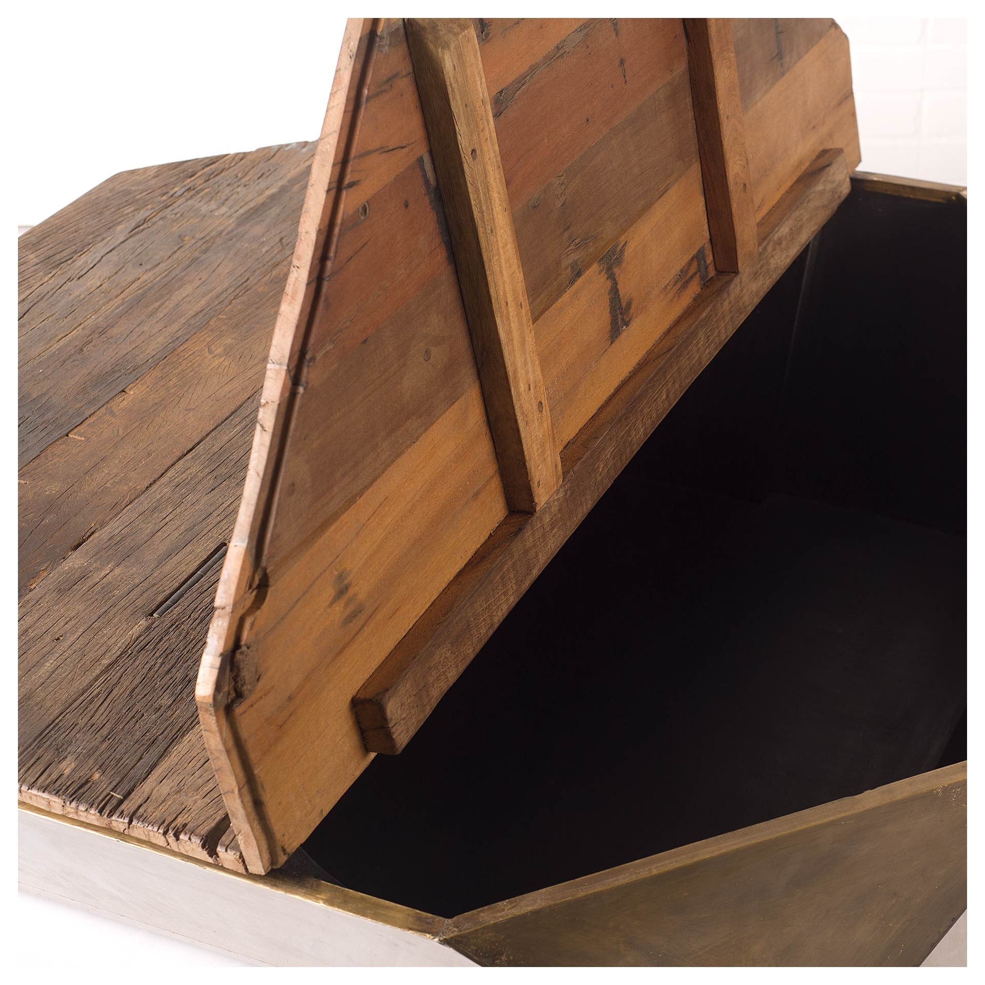 48" Natural Solid Wood Octagon Distressed Lift Top Abstract Coffee Table HomeRoots