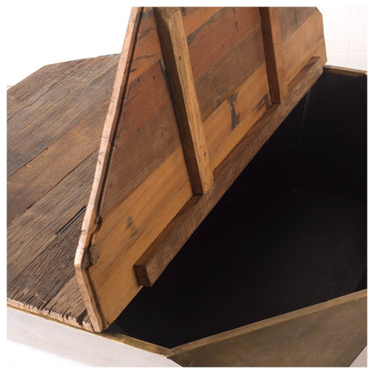 48" Natural Solid Wood Octagon Distressed Lift Top Abstract Coffee Table HomeRoots