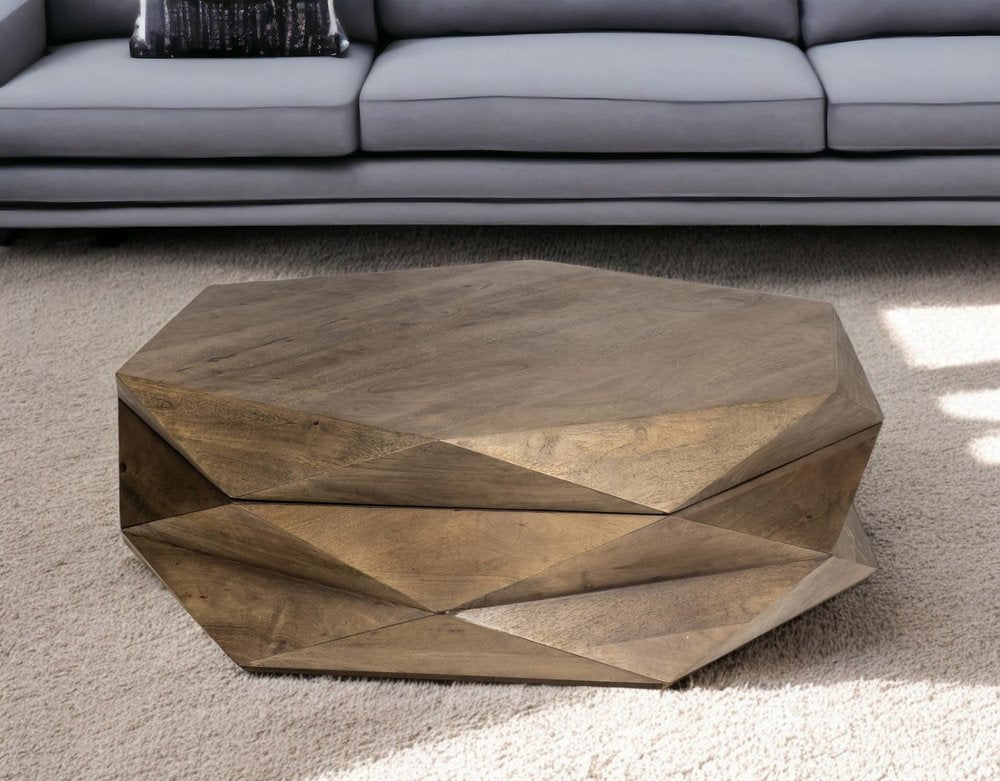 48" Brown Wood Hexagon Coffee Table HomeRoots