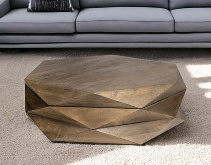 48" Brown Wood Hexagon Coffee Table HomeRoots