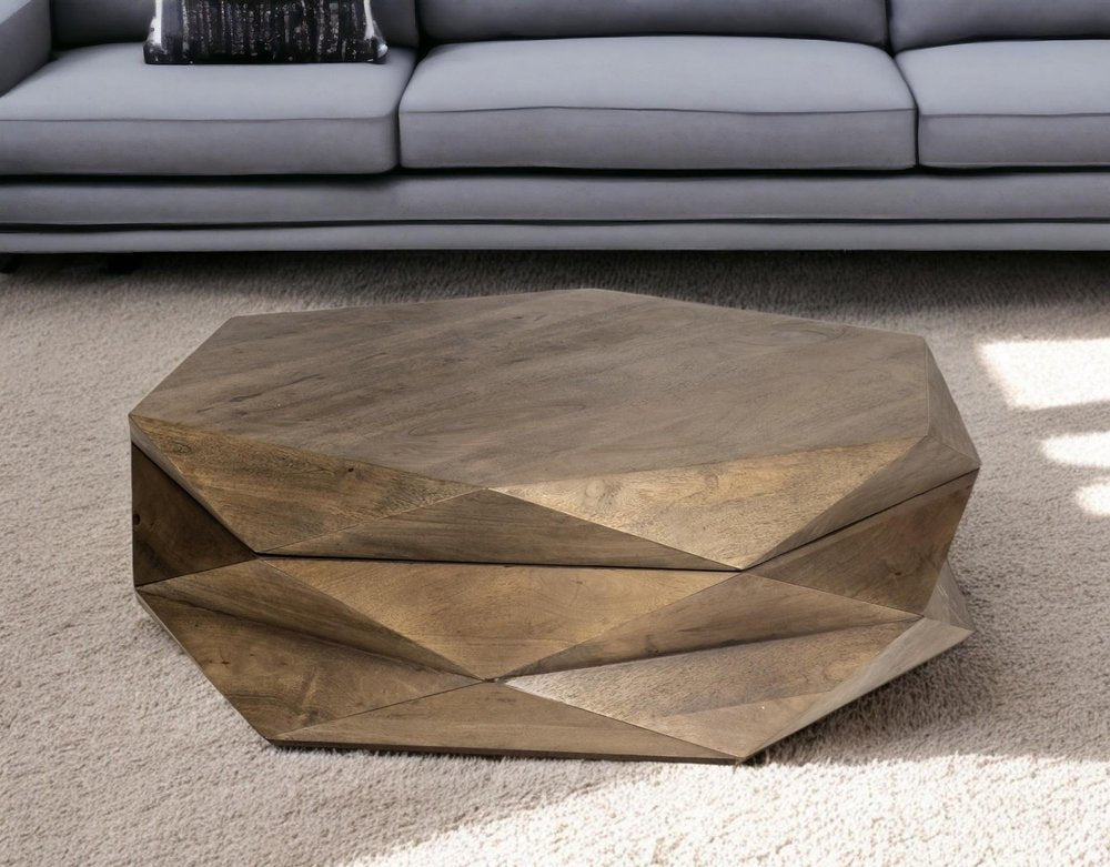 48" Brown Wood Hexagon Coffee Table HomeRoots