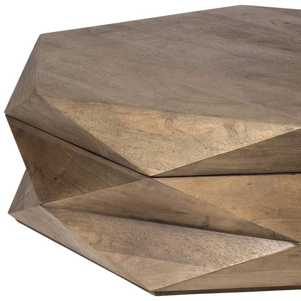 48" Brown Wood Hexagon Coffee Table — view 7