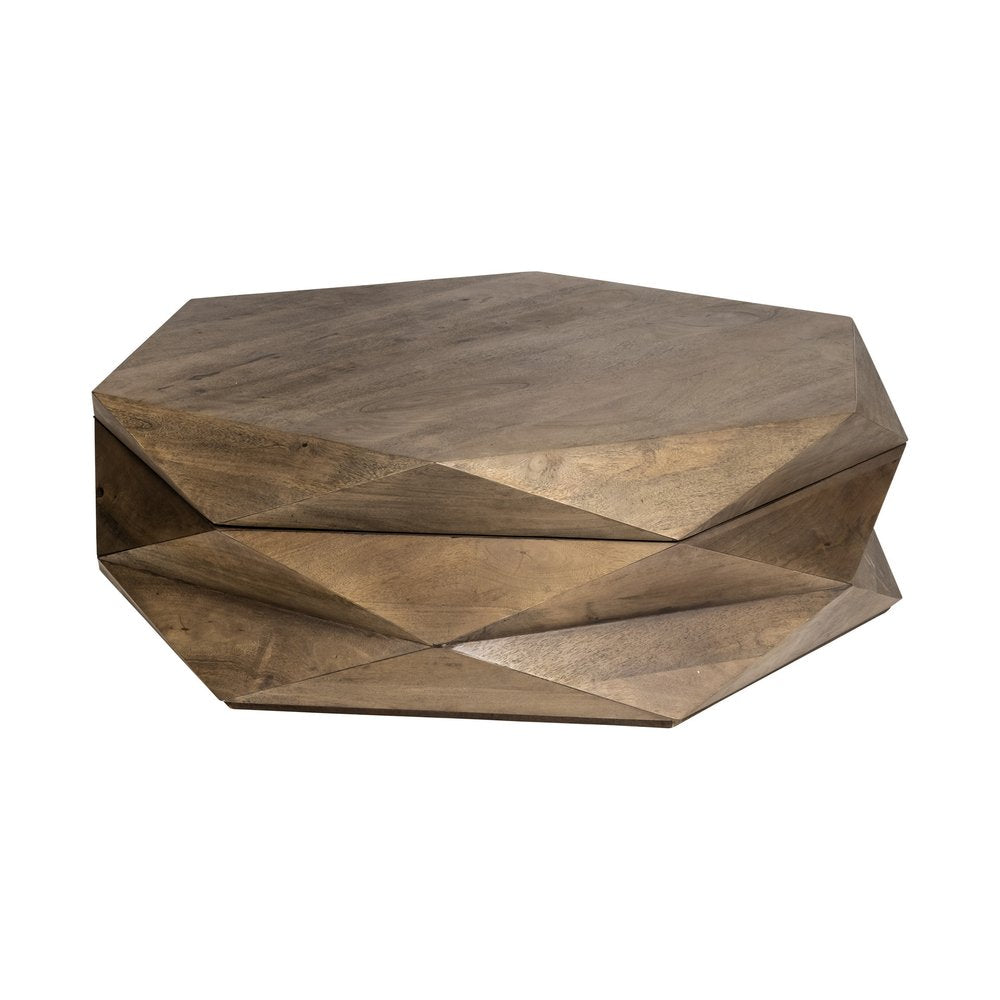 48" Brown Wood Hexagon Coffee Table — view 8