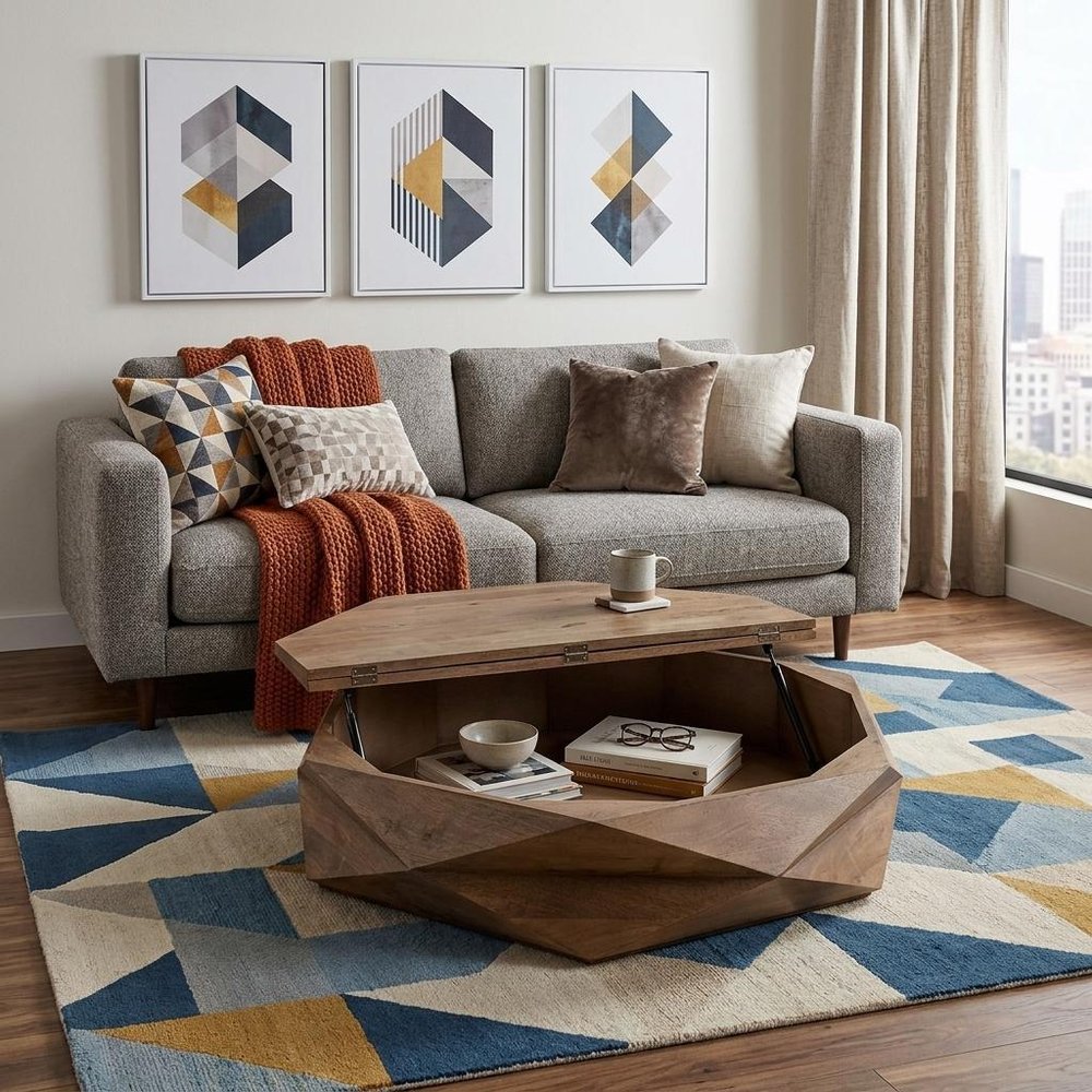 48" Brown Wood Hexagon Coffee Table HomeRoots