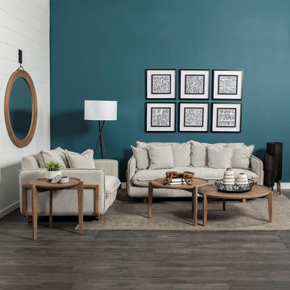 Set of Two Brown Solid Wood Round Nested Coffee Tables HomeRoots