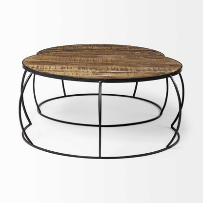 Brown and Black Wood and Metal Round Nested Coffee Tables HomeRoots