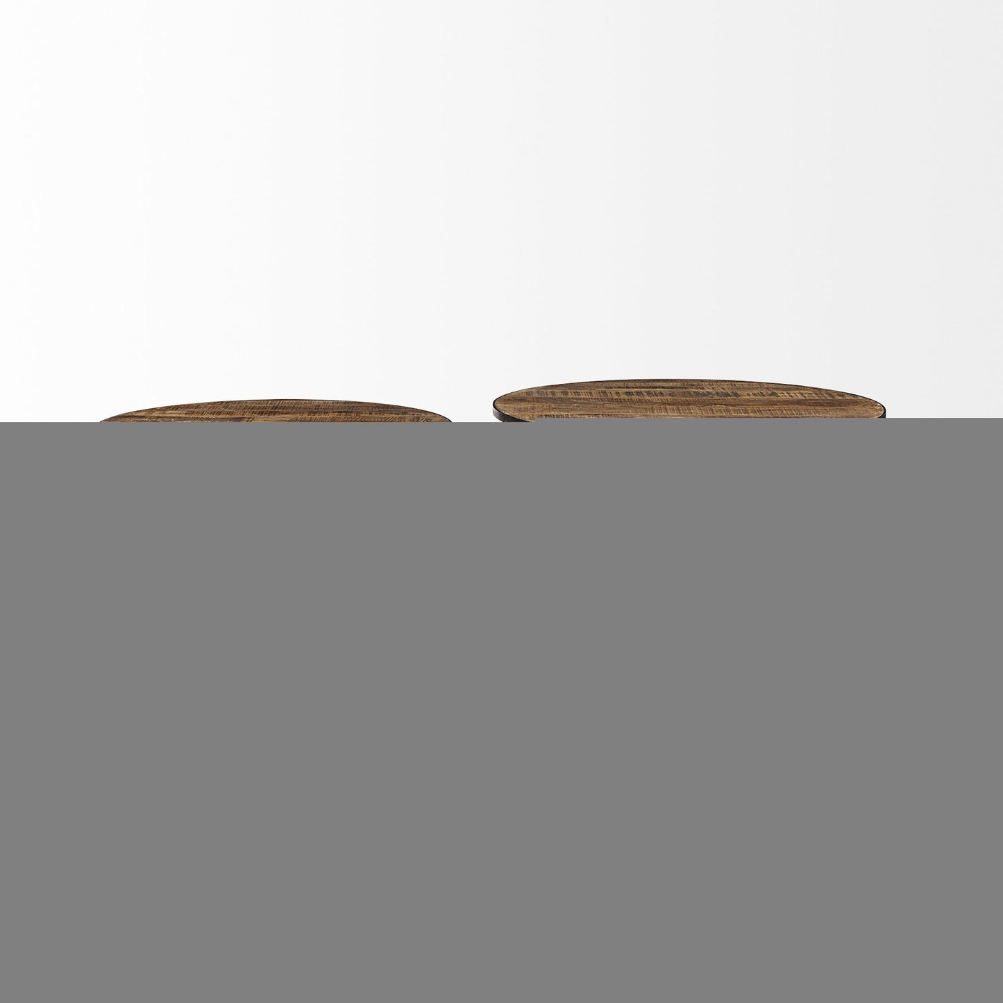 Brown and Black Wood and Metal Round Nested Coffee Tables HomeRoots