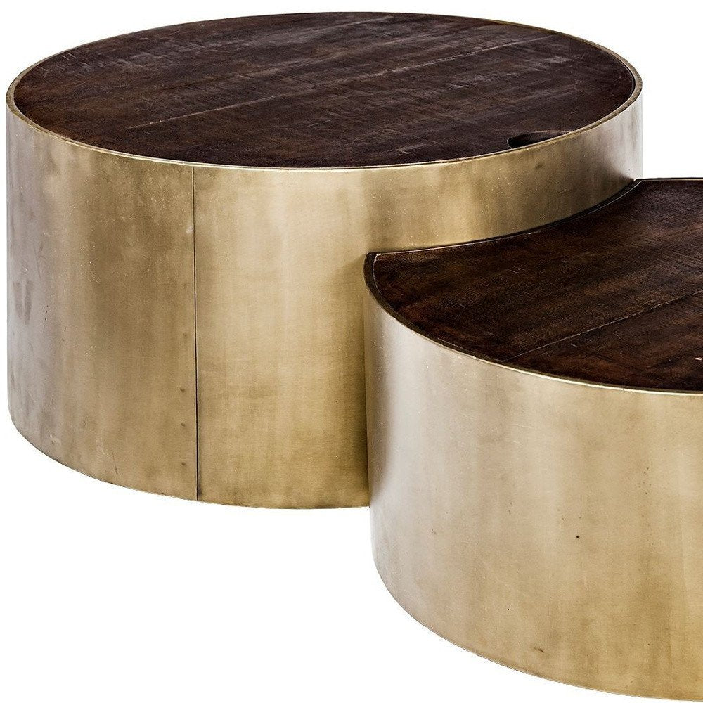 Brown Wood Round Nested Coffee Tables HomeRoots