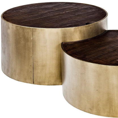 Brown Wood Round Nested Coffee Tables HomeRoots