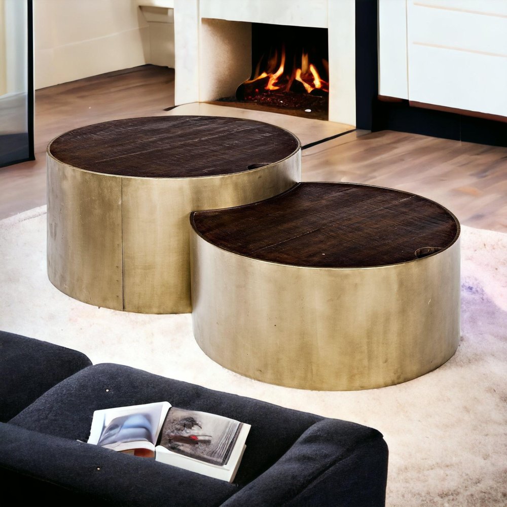 Brown Wood Round Nested Coffee Tables HomeRoots