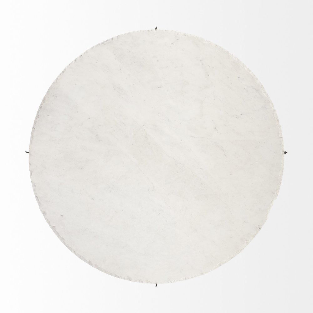 49" Round White Marble Top Gold And Metal Base Coffee Table HomeRoots