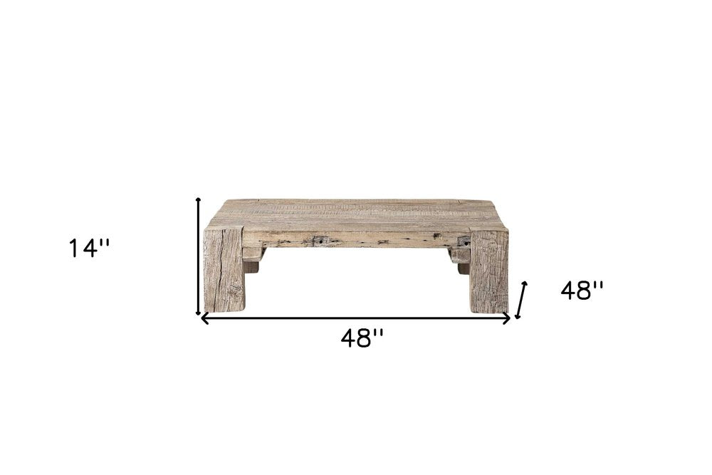 48" Natural Wood Distressed Coffee Table HomeRoots
