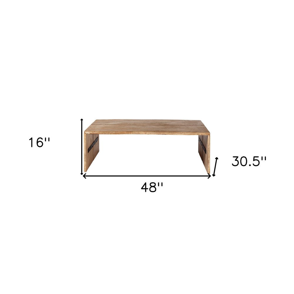 48" Brown Solid Wood Coffee Table HomeRoots