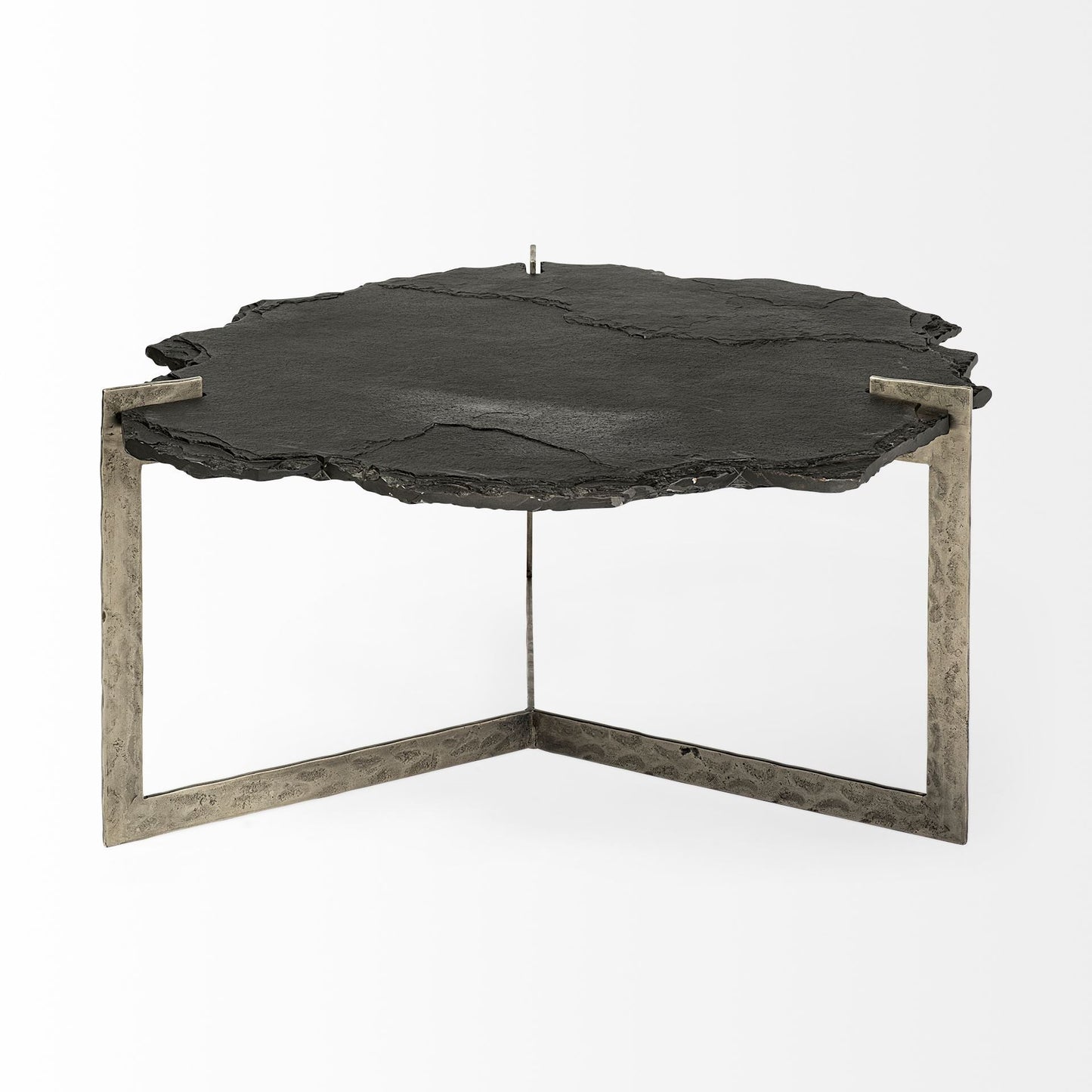 40" Black and Gold Stone and Iron Free Form Distressed Coffee Table HomeRoots