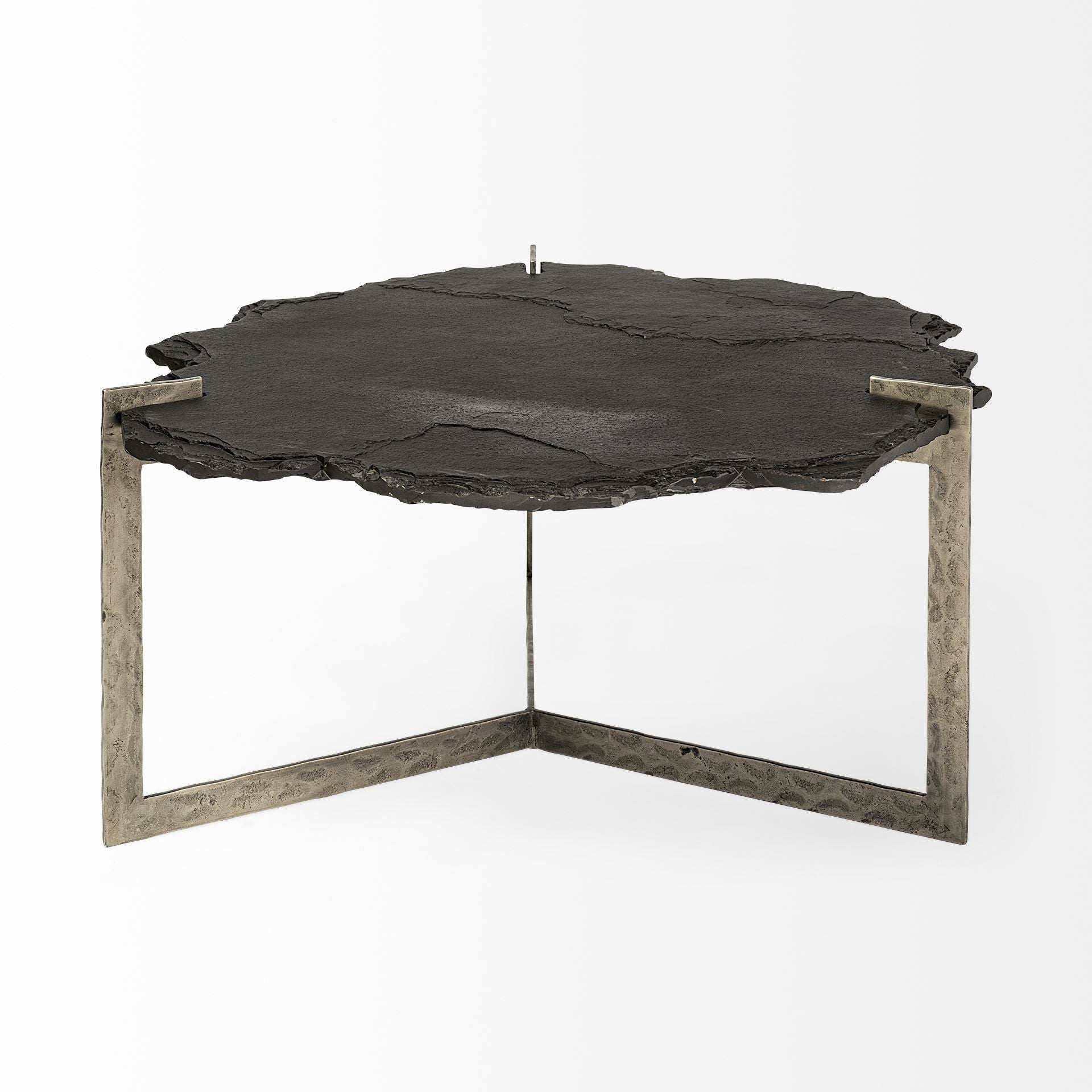 40" Black and Gold Stone and Iron Free Form Distressed Coffee Table HomeRoots