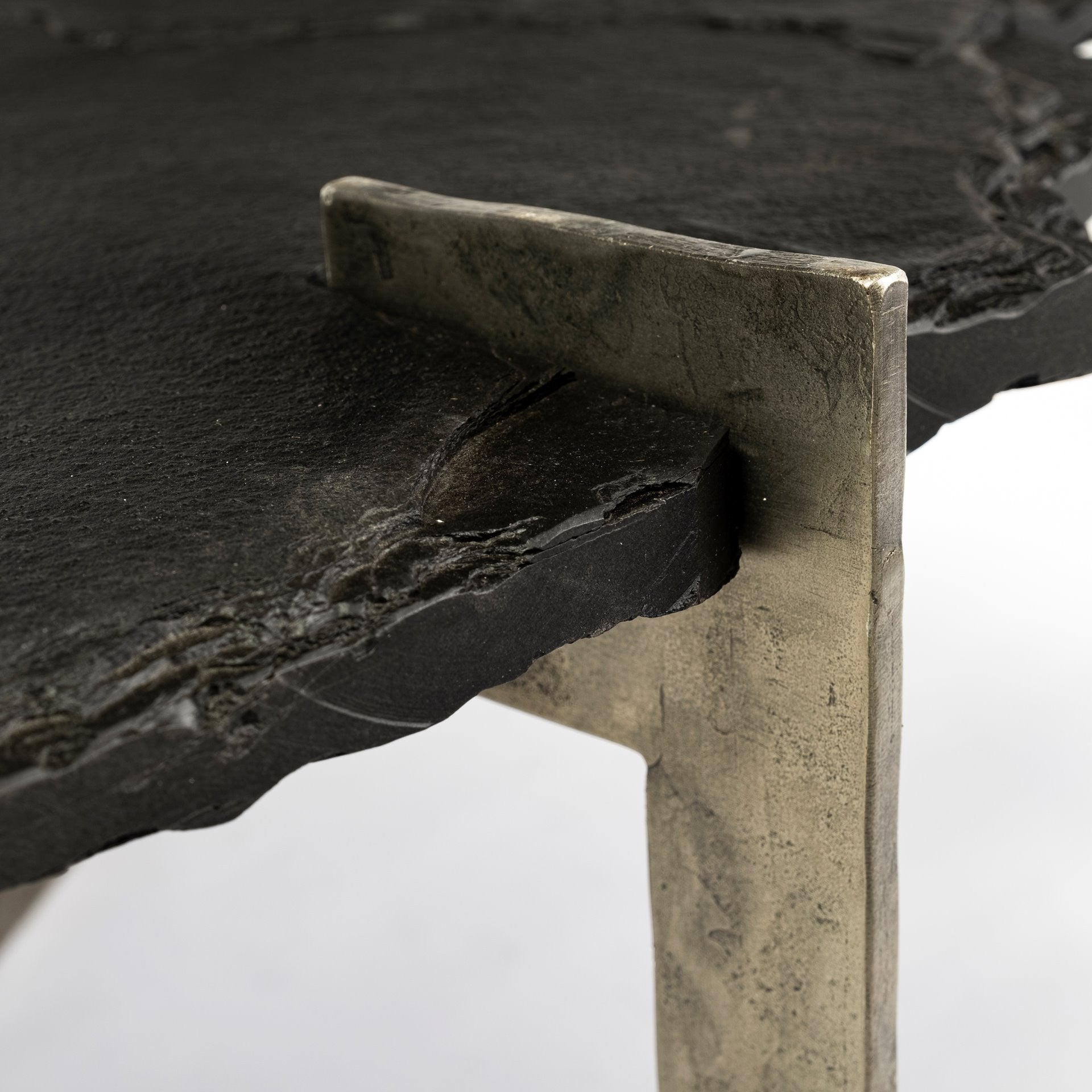 40" Black and Gold Stone and Iron Free Form Distressed Coffee Table HomeRoots