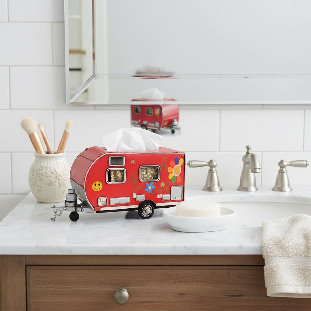 Red Camper Trailer Model Tissue Holder — view 7