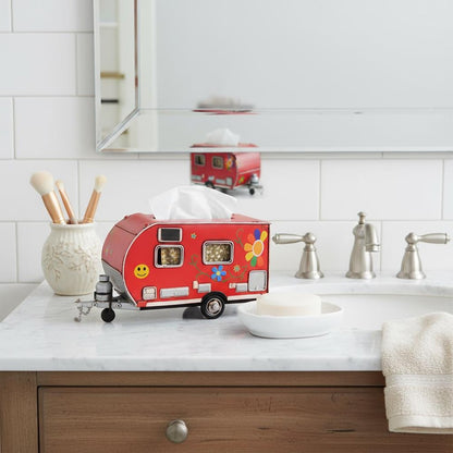 Red Camper Trailer Model Tissue Holder
