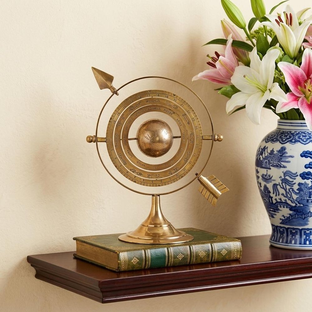 8" Bronze Metal Armillary Sphere Tabletop Sculpture HomeRoots