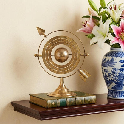 8" Bronze Metal Armillary Sphere Tabletop Sculpture HomeRoots
