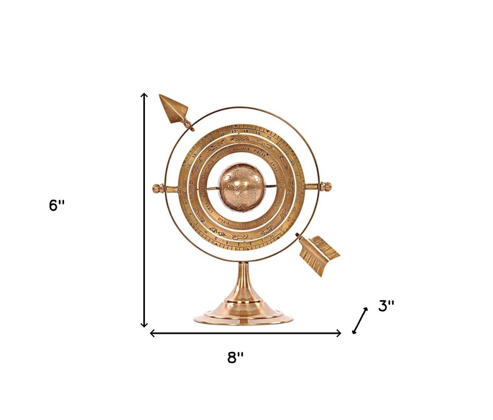 8" Bronze Metal Armillary Sphere Tabletop Sculpture HomeRoots
